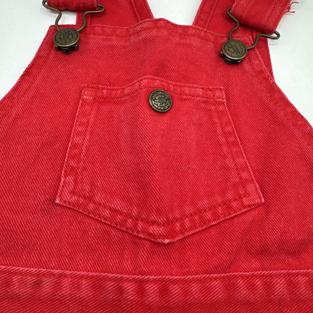 9-12  Months Vintage Kids Baby Red Overalls‎ Vestbak Youth Park - Picture 3 of 8